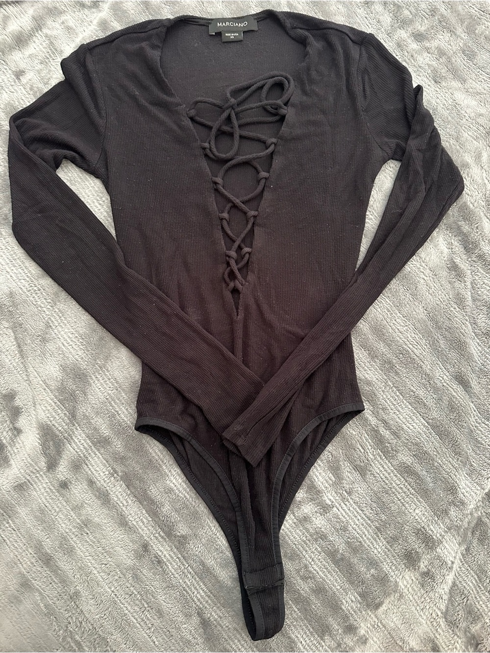 Marciano Black Ribbed Long Sleeve Top